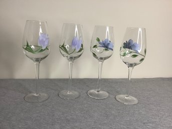 HAND PAINTED FLORAL WINE GLASSES