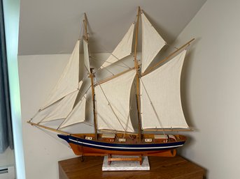 Beautiful Hand Crafted Sailboat Replica On Marble Tile