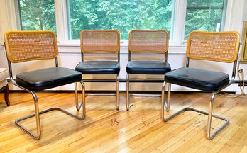 A Set Of 4 Vintage Cesca Cane Back Chairs By Marcel Breuer