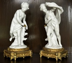 Sevres Biscuit Porcelain Cupid And Psyche On Ormolu Bases, Late 19th Century