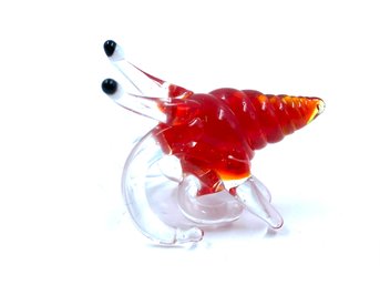 Amazing Diminutive Art Glass Hermit Crab - Red