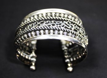 HALLMARKED VERY WIDE STERLING SILVER CUFF BRACELET