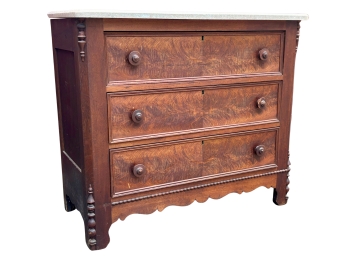 Antique Marble Top Walnut Chest Of Drawers -Circa Early 1900's