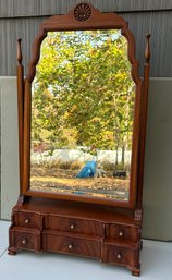 Burled Walnut Dresser Top With Swing Mirror And Six Drawers