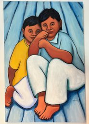Erin Nazzaro Acrylic On Canvas Of Two Children