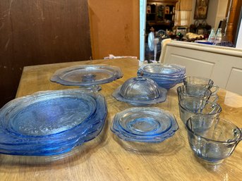 Blue Depression Glass Large Lot