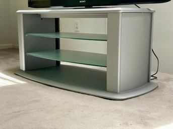 Contemporary TV / Entertainment Stand With Adjustable Frosted Glass Shelves
