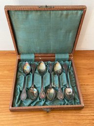 800 Silver Vintage Tea Spoons In Original Box