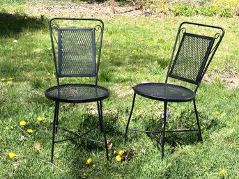 A Pair Of Bistro Chairs In Black Metal
