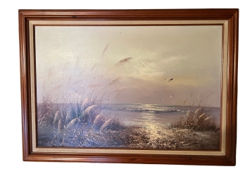 Serene Seascape Framed Reproduction Painting With Lovely Frame