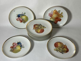 12 FRUIT DECORATED 8.5' LUNCHEON PLATES