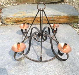 Copper And Wrought Iron Candle Chandelier