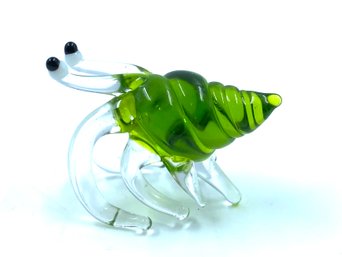 Amazing Diminutive Art Glass Hermit Crab - Green