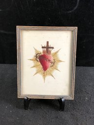 Framed Religious Art Of A Heart And Cross