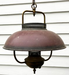 A Vintage Tole Painted Metal Oil Lamp Style Chandelier