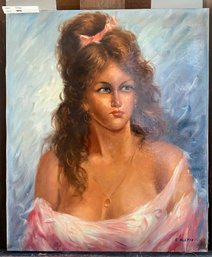 Oil On Canvas Portrait Signed G. Klepie