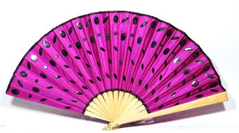 Victorian Purple & Applied Sequin Wood Ladies Fan