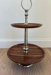 Two Tier Wooden & Metal Stand