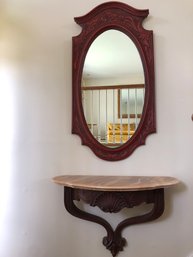 Marble Top Wall Hanging Shelf And Mirror