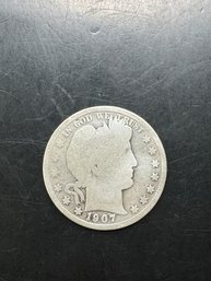 1907-S Barber Silver Half Dollar