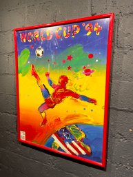 Vintage 1990s Peter Max Official World Cup Poster