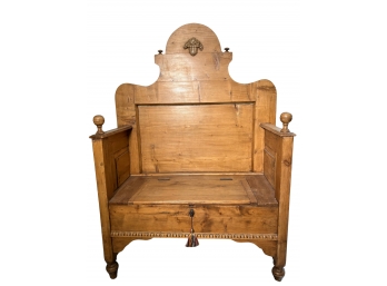 A 19th Century Swedish Pine Bench, With Storage