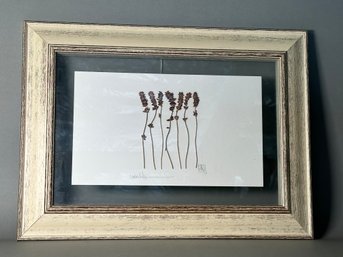 Unique Pencil Signed Framed Dried Lavender Art Piece
