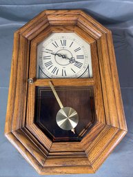 Vintage Howard Miller Clock Co Oak Case Chime Wall Clock 612-475