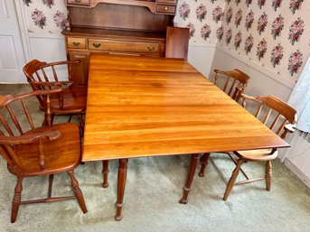 Vintage 'Unique Furniture Makers Company' Solid Cherry Gate Leg Drop Leaf Table With Four Chairs