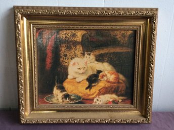 Framed Cat Print- Mother And Babies