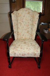 Black Wood And Floral Uph Armchair - 44x29x28