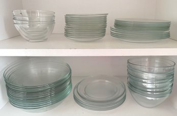 Acoroc Glass Plates & Bowls From France, Matching Cups In  Lot 150 (over 50 Pieces)