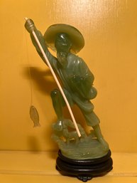 Faux Jade Asian Fisherman Figurine