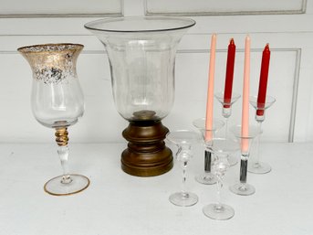 Collection Of Hurricane Candle And Candlestick Holders