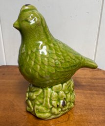 Large Vintage Glazed Green Ceramic Bird