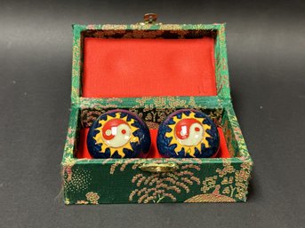 Chinese Baoding Balls In Cloisonne With Storage Box