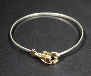 STERLING SILVER AND 14K GOLD LOBSTER BANGLE BRACELET ARTISAN