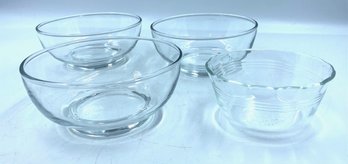 Set Of 4 Vintage Clear Small Bowls Including Pyrex