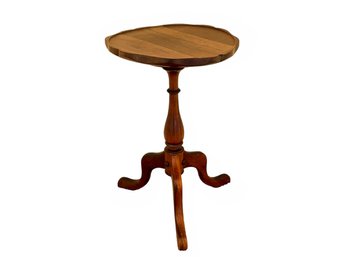Charming Walnut Wood Wine Table With Pie Crust Top