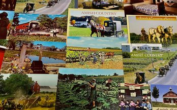 Amish Post Cards Including Carriages And Covered Bridges