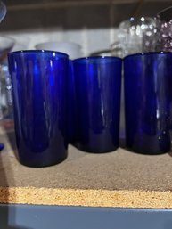 Set Of 4 Small Cobalt Blue Juice Glass Tumblers