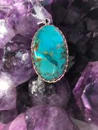 Turquoise In Sterling Silver, 1 1/2 Inch By 1 Inch