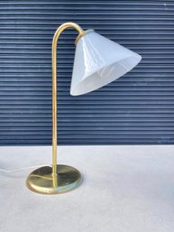 Vintage SCE France Brass And Milk Glass Shade Table Lamp