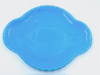 Antique Victorian Dithridge Turquoise Blue Milk Glass Platter