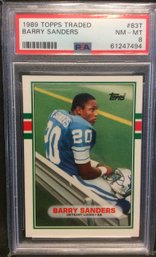 1989 Topps Traded Barry Sanders Rookie PSA 8 - M