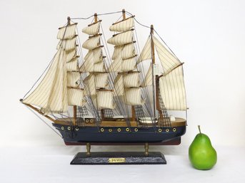 A Four Masted 18th C. Sailing Vessel Ships Model On Stand