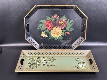 A Pair Of Vintage Tole-Painted Metal Trays