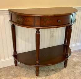 Beautiful Demilune Console Table With Floral Accents