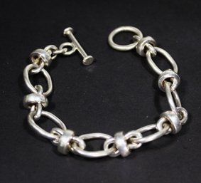 VERY HEAVY MEXICAN STERLING SILVER HORSE TACK LINK BRACELET 57.2 GRAMS