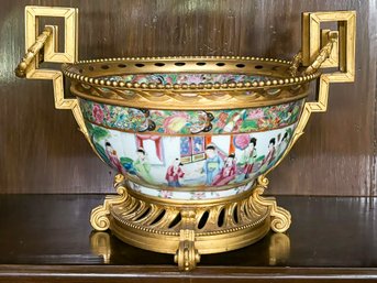 A 19th Century Famille Rose Bowl On Ormolu Mount